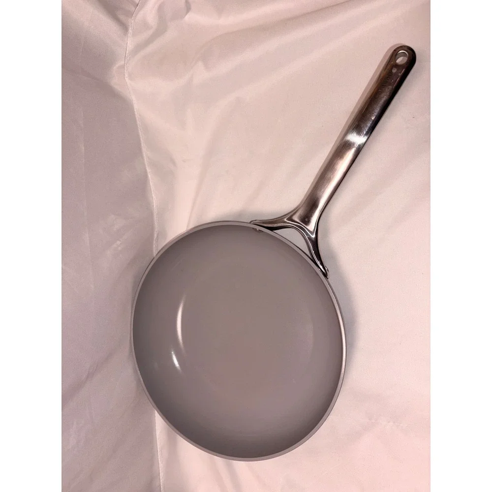 Caraway Non-Stick Ceramic Fry Pan Navy Blue Stainless Steel Handle 10.5 Inch